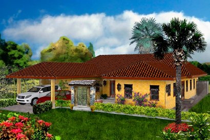Model 1 – Casa Alegre: One-story Main Home with Courtyard Entry, Separate Entertaining Bar and Poo