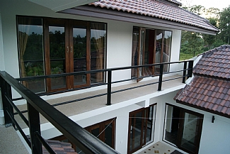 Balcony extending the width of the Lodge.