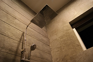 Twin rain showers feature in the main bathroom